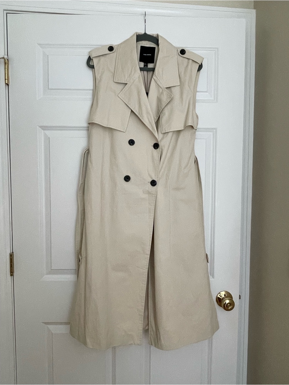 Vero Moda Lined 100% Cotton Beige Belted Trench Vest Size S NWT
